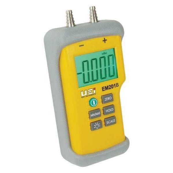 NIST Certified Hi-Resolution Differential Manometer w/ Backlit LCD, Digital, 9V, 2.16 psi