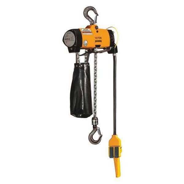 Air Chain Hoist, Pull Cord, 1000 lb., 15 ft