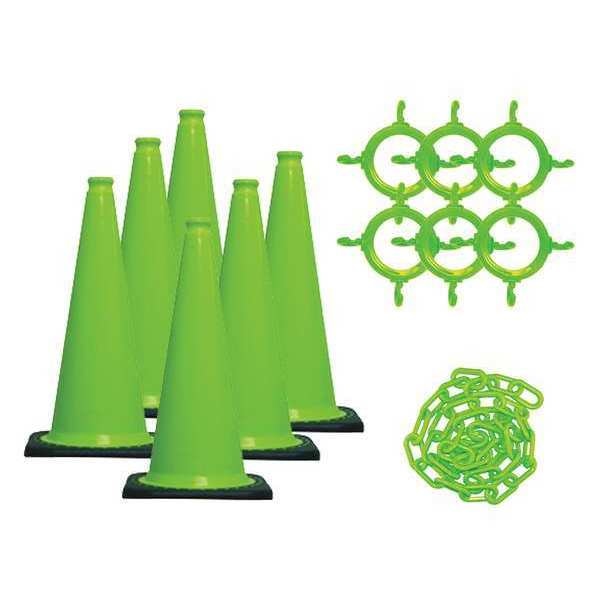 Traffic Cone Kit, UV Inhibited Polyethylene, Green