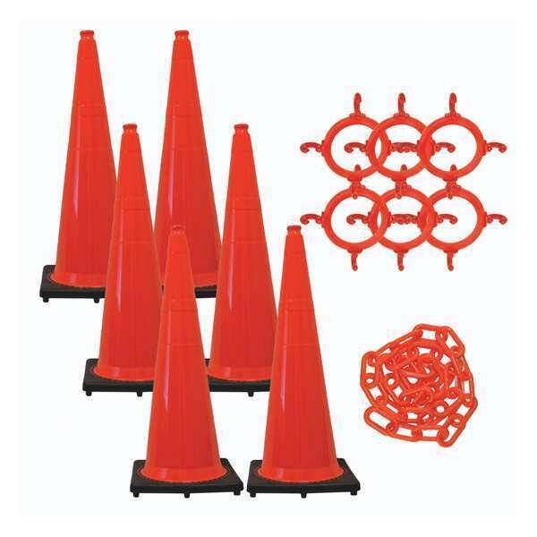 Traffic Cone Kit, UV Inhibited Polyethylene, Orange