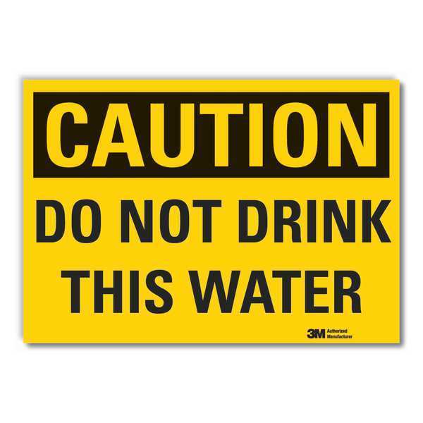 Potable Water Caution Reflective Label, 5 in Height, 7 in Width, Reflective Sheeting, English