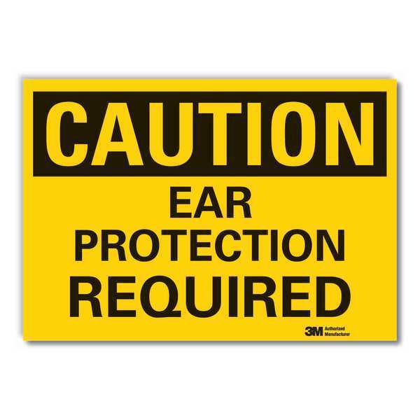Caution Sign, 10in.H, Vinyl, Ear Protection
