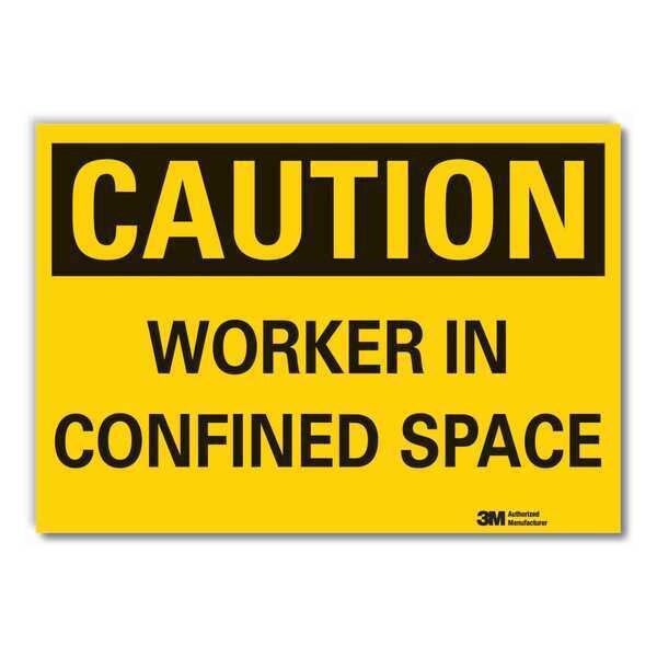 Caution Sign, 7 in. H, Vinyl, Worker