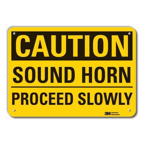 Reflective Lift Truck Traffic Caution Sign, 7 in H, 10 in W, Aluminum, Vertical  LCU3-0301-RA_10x7