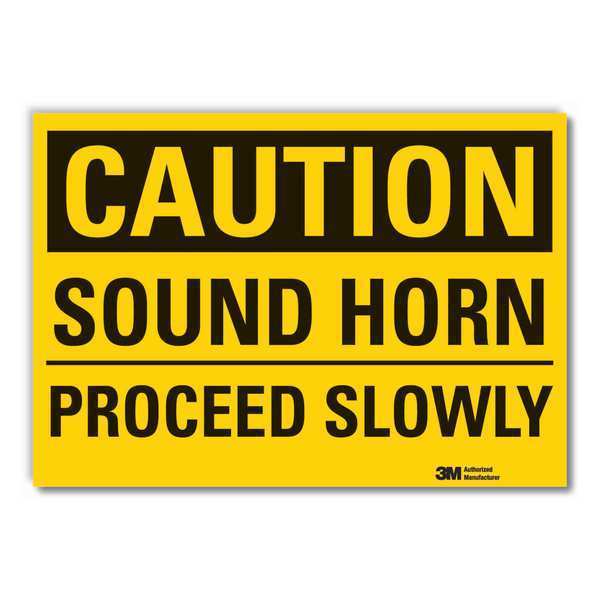 Caution Sign, 5 in H, 7 in W, Reflective Sheeting, Horizontal Rectangle, English, LCU3-0301-RD_7x5