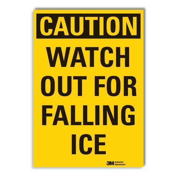 Icy  Caution Reflective Label, 3 1/2 in Height, 5 in Width, Reflective Sheeting, English