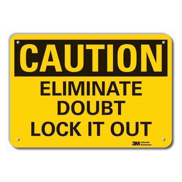 Caution Sign, 7 in Height, 10 in Width, Plastic, Vertical Rectangle, English
