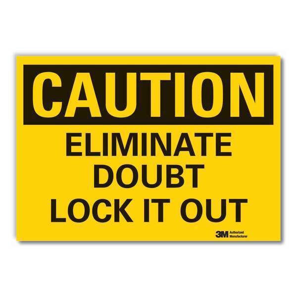 Caution Sign, 3 1/2 in Height, 5 in Width, Reflective Sheeting, Horizontal Rectangle, English