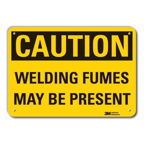Reflective  Welding Hazard Caution Sign, 10 in Height, 14 in Width, Aluminum, Horizontal Rectangle