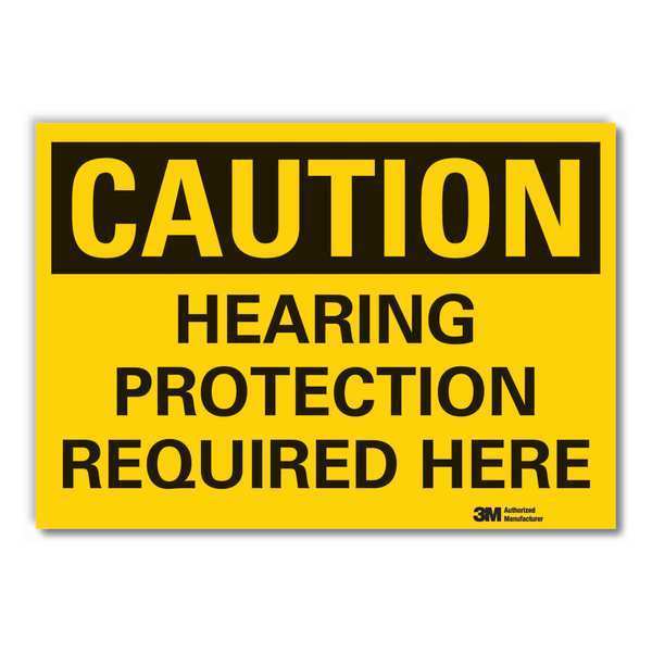 Caution Sign, 7 in H, Vinyl, Hearing Protec