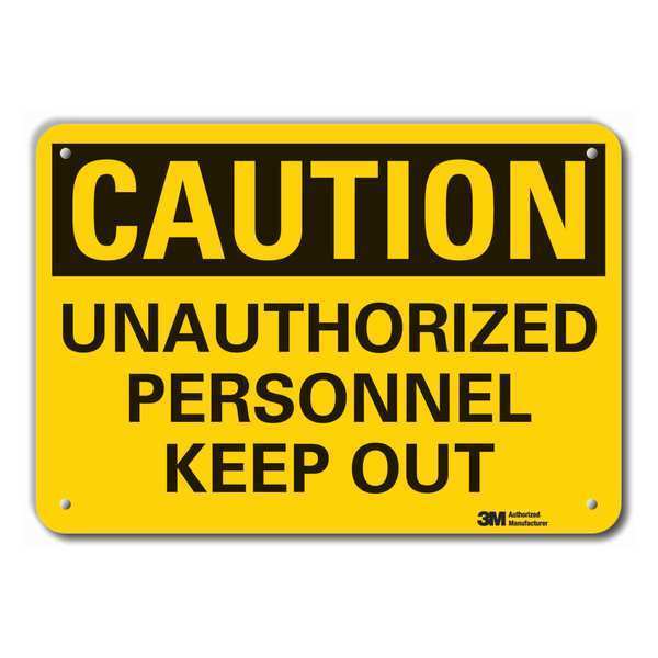 Caution Sign, 10 in. H, Alum, Unauthorized