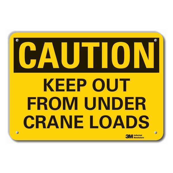 Reflective  Crane & Hoists Caution Sign, 10 in Height, 14 in Width, Aluminum, Horizontal Rectangle