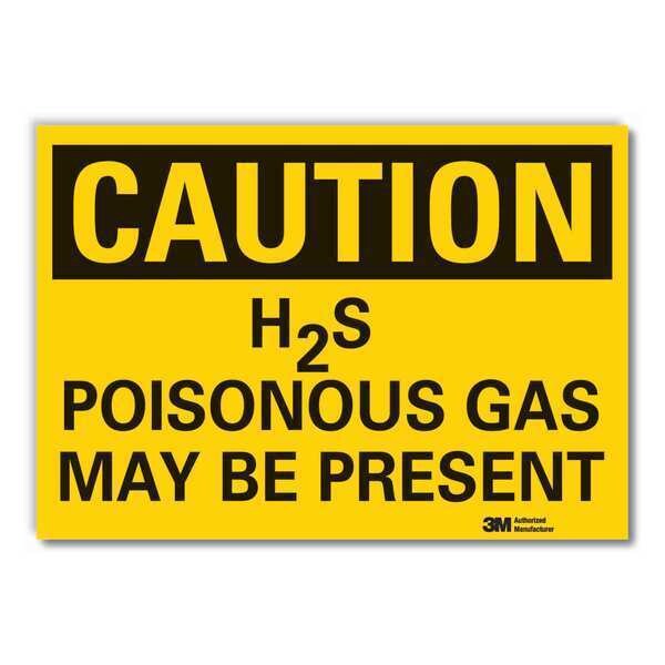 H(2)S Poisonous Gas Caution Reflective Label, 7 in Height, 10 in Width, Reflective Sheeting