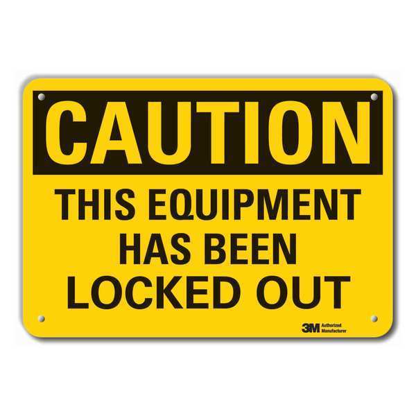 Reflective  Lockout Tagout Caution Sign, 7 in Height, 10 in Width, Aluminum, Vertical Rectangle
