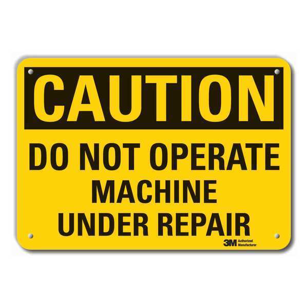 Caution Sign, 7 in Height, 10 in Width, Plastic, Vertical Rectangle, English