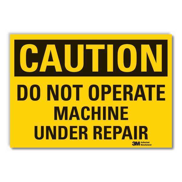 Caution Sign, 10 in Height, 14 in Width, Non-PVC Polymer, Horizontal Rectangle, English