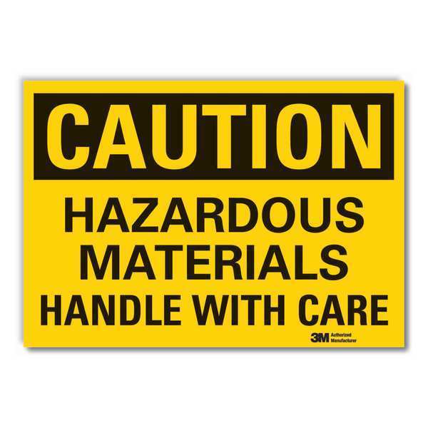 Hazardous Materials Caution Reflective Label, 3 1/2 in H, 5 in W, LCU3-0362-RD_5x3.5