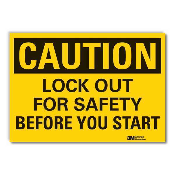 Caution Sign, 3 1/2 in Height, 5 in Width, Reflective Sheeting, Horizontal Rectangle, English