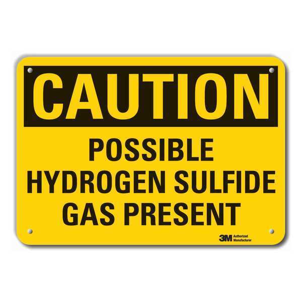 Reflective  Hydrogen Sulfide Caution Sign, 7 in Height, 10 in Width, Aluminum, Vertical Rectangle