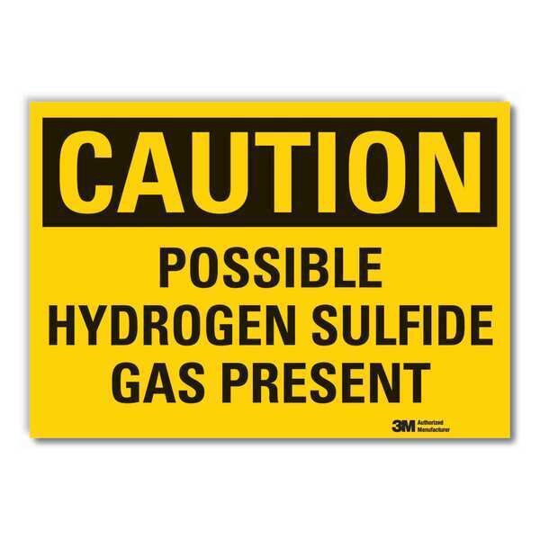 Hydrogen Sulfide Caution Reflective Label, 7 in Height, 10 in Width, Reflective Sheeting, English