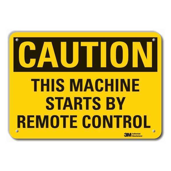 Reflective  Machine & Operation Caution Sign, 7 in Height, 10 in Width, Aluminum, English