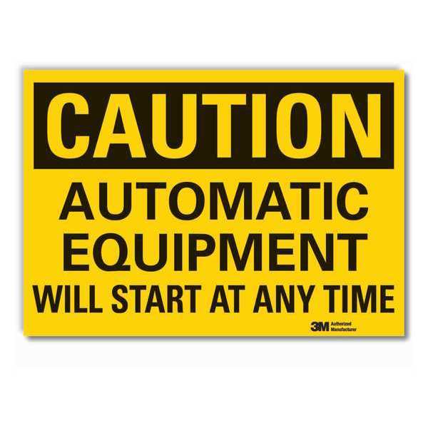 Automatic Equipment Caution Reflective Label, 10 in Height, 14 in Width, Reflective Sheeting