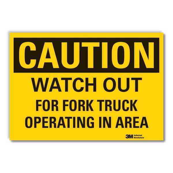 Lift Truck Traffic Caution Reflective Label, 5 in H, 7 in W, LCU3-0391-RD_7x5