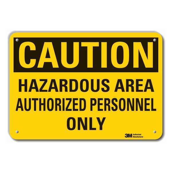 Caution Sign, 10 in Height, 14 in Width, Aluminum, Horizontal Rectangle, English