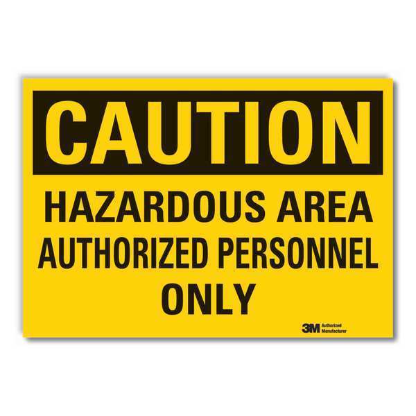 Hazard Area Caution Reflective Label, 3 1/2 in Height, 5 in Width, Reflective Sheeting, English