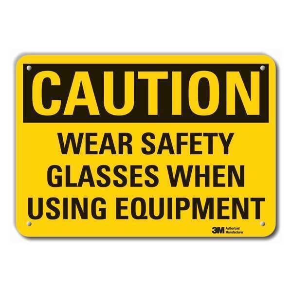 Caution Sign, 10 in. H, Alum, Wear Safety