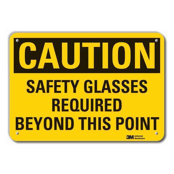 Caution Sign, 10 in H, Alum, Safety Glasses, LCU3-0382-RA_14x10