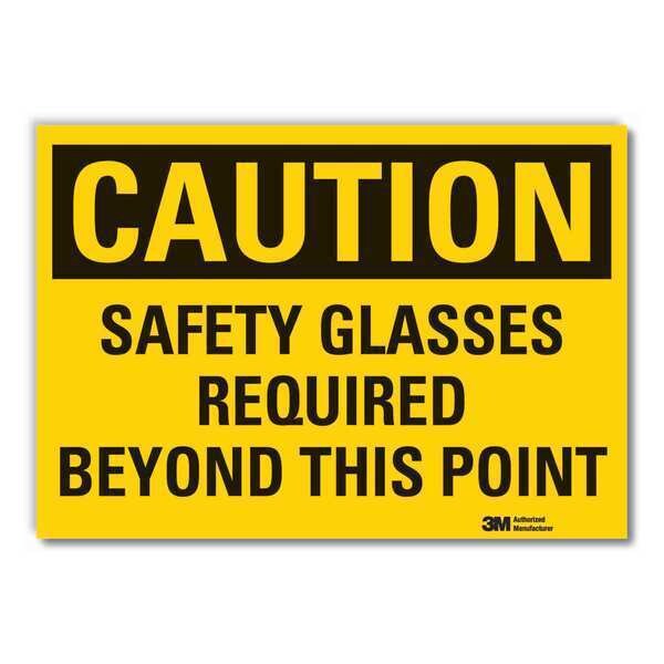 Caution Sign, 7 in H, Vinyl, Safety Glasses, LCU3-0382-RD_10x7