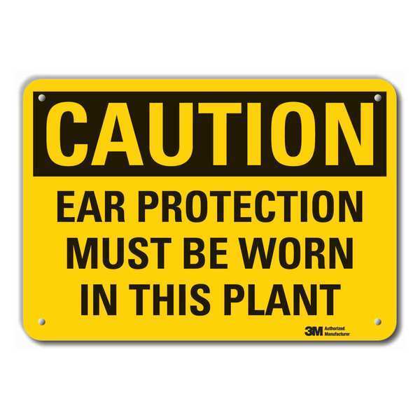 Caution Sign, 10 in H, Alum, Ear Protection