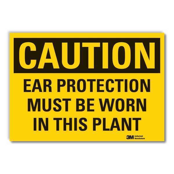 Caution Sign, 7 in H, Vinyl, Ear Protection, LCU3-0384-RD_10x7