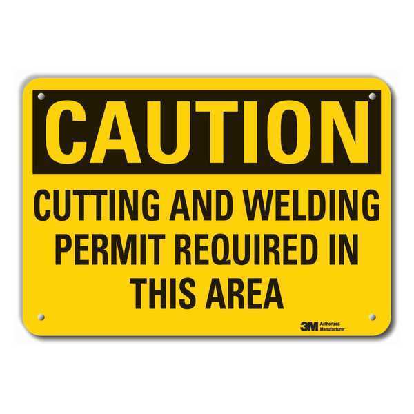 Caution Sign, 10 in Height, 14 in Width, Plastic, Horizontal Rectangle, English