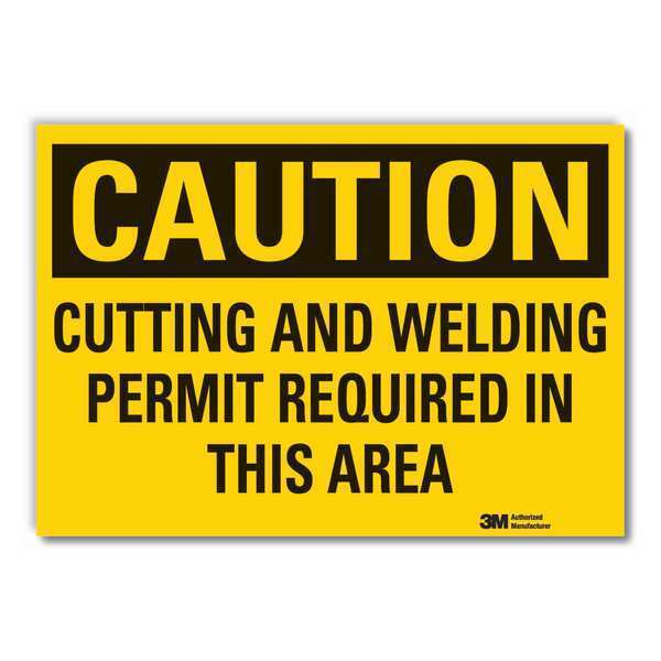 Welding Safety Caution Reflective Label, 5 in Height, 7 in Width, Reflective Sheeting, English