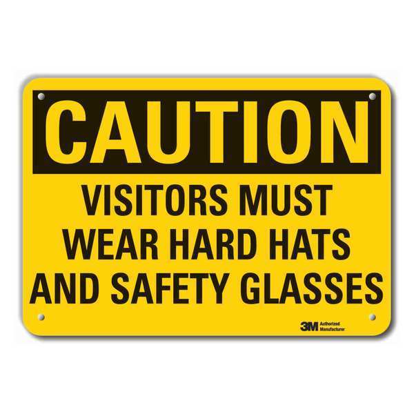 Reflective  Visitors Caution Sign, 10 in Height, 14 in Width, Aluminum, Horizontal Rectangle