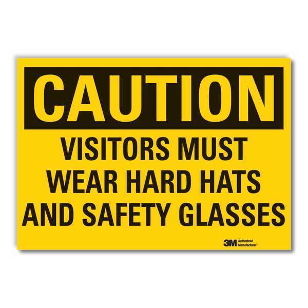 Visitors Caution Reflective Label, 7 in Height, 10 in Width, Reflective Sheeting, English