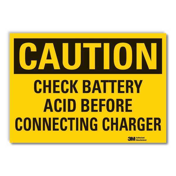Battery Hazard Caution Reflective Label, 5 in Height, 7 in Width, Reflective Sheeting, English