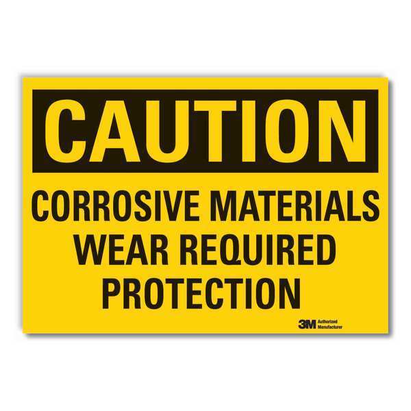 Corrosive Materials Caution Reflective Label, 7 in Height, 10 in Width, Reflective Sheeting