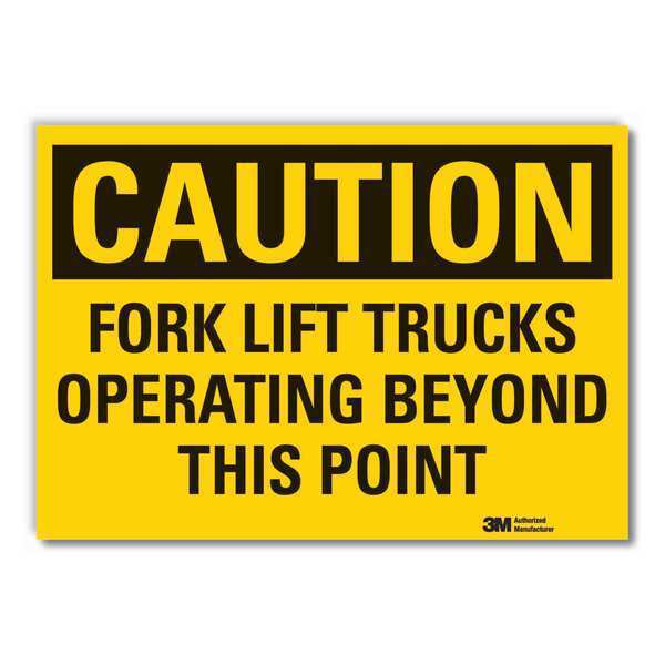 Lift Truck Traffic Caution Reflective Label, 3 1/2 in H, 5 in W, LCU3-0398-RD_5x3.5