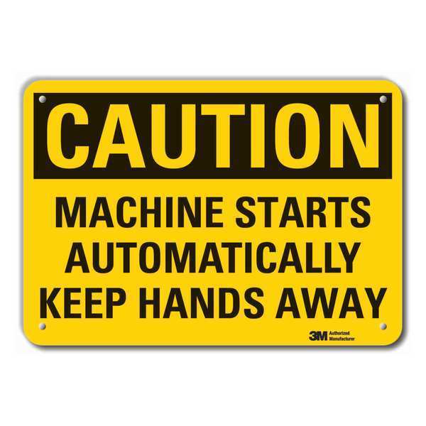 Caution Sign, 10 in Height, 14 in Width, Plastic, Horizontal Rectangle, English
