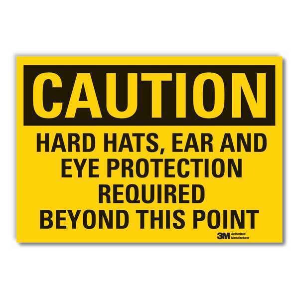 Caution Sign, 7 in. H, Vinyl, Hard Hats Ear