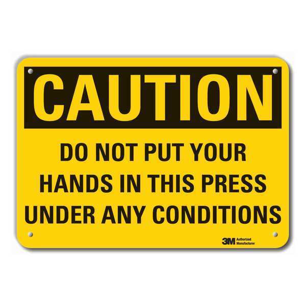 Caution Sign, 10 in Height, 14 in Width, Plastic, Horizontal Rectangle, English