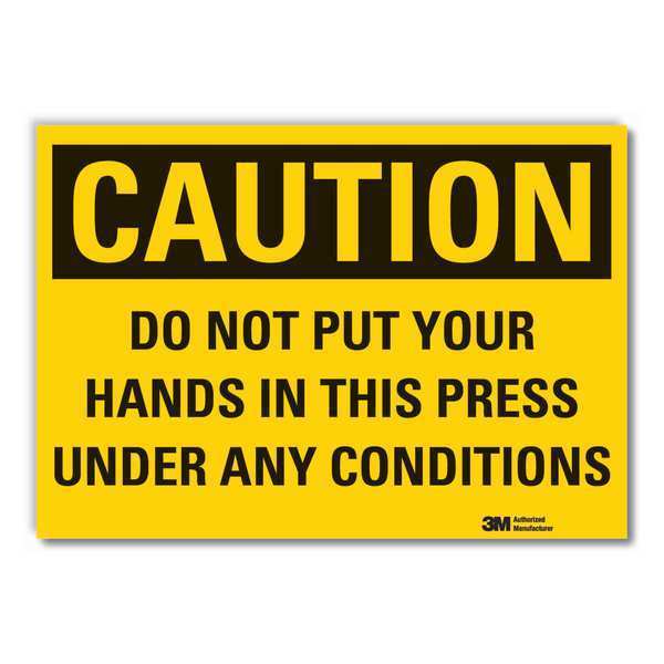 Caution Sign, 3 1/2 in Height, 5 in Width, Reflective Sheeting, Horizontal Rectangle, English