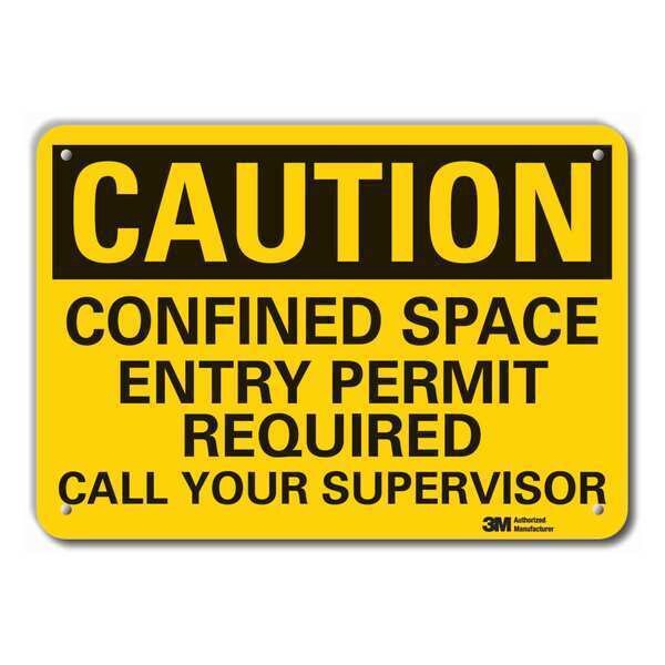 Caution Sign, 7 in. H, Alum, Confined Space, LCU3-0445-RA_10x7
