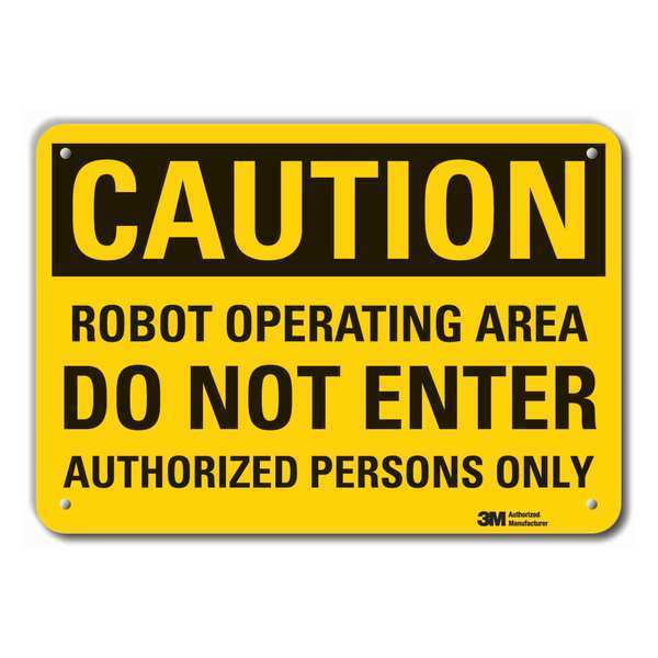 Caution Sign, 7 in Height, 10 in Width, Plastic, Vertical Rectangle, English