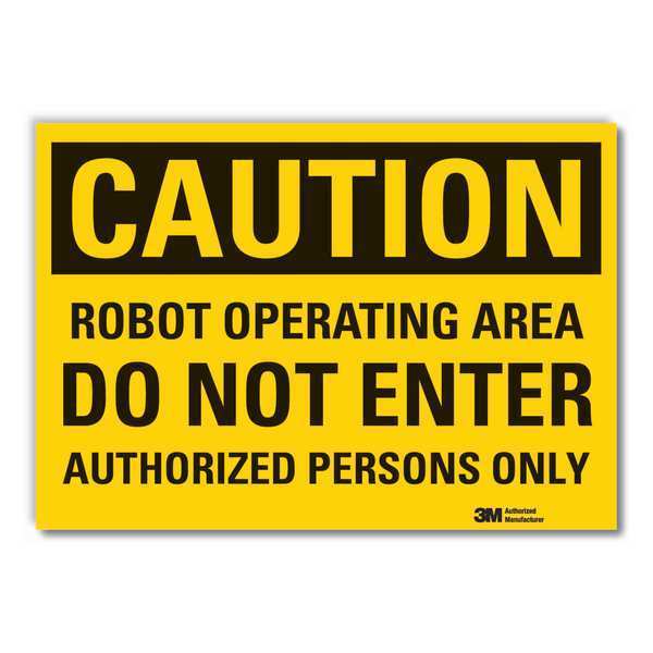 Caution Sign, 10 in H, 14 in W, Non-PVC Polymer, Horizontal Rectangle, English, LCU3-0446-ED_14x10