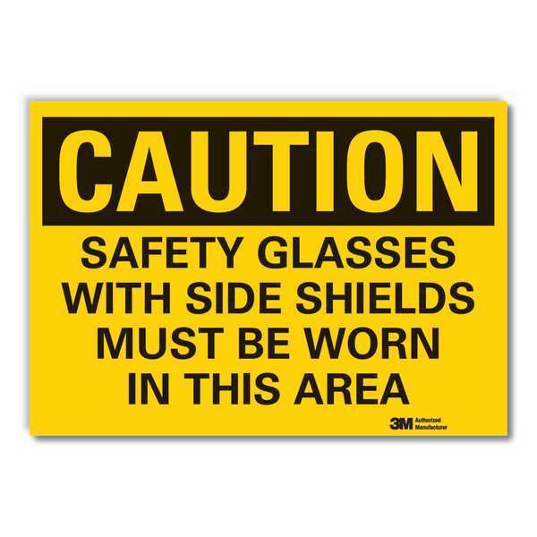 Caution Sign, 7 in H, Vinyl, Safety Glasses, LCU3-0450-RD_10x7