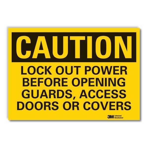 Caution Sign, 7 in H, Vinyl, Lock Out Power